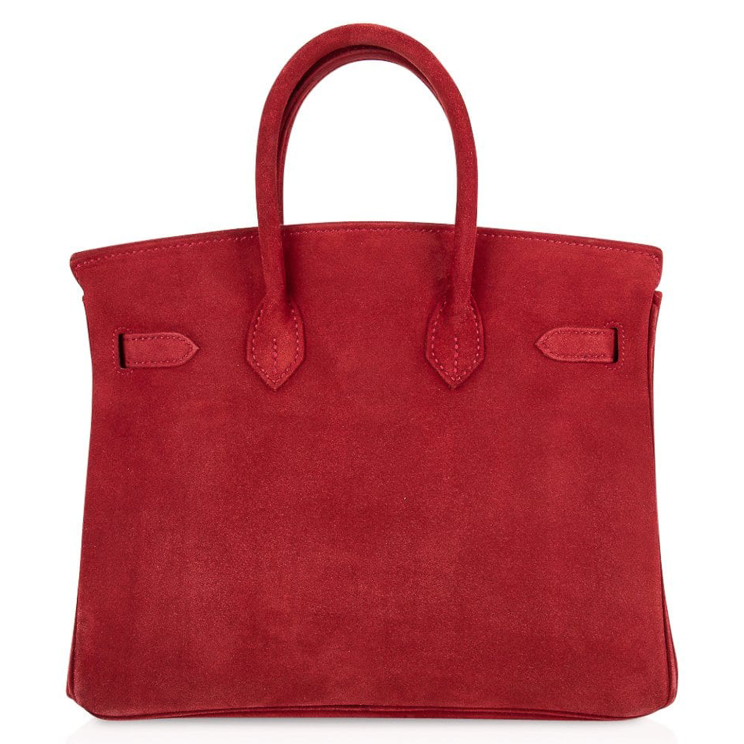Bold Fiery Scarlet Soft Velvety Matte Grain Compact Box Hand Tote With Polished Golden Twist Lock Hardware And Coordinating Scarlet Suspended Metal Padlock Charm